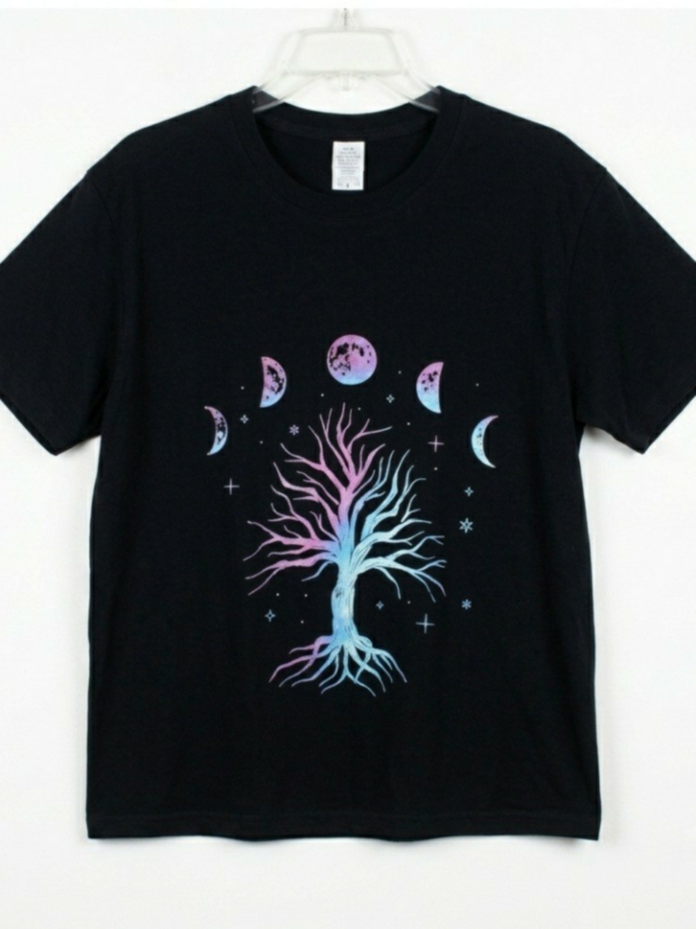 Black med crewneck t-shirt "Tree of Life" graphic. New